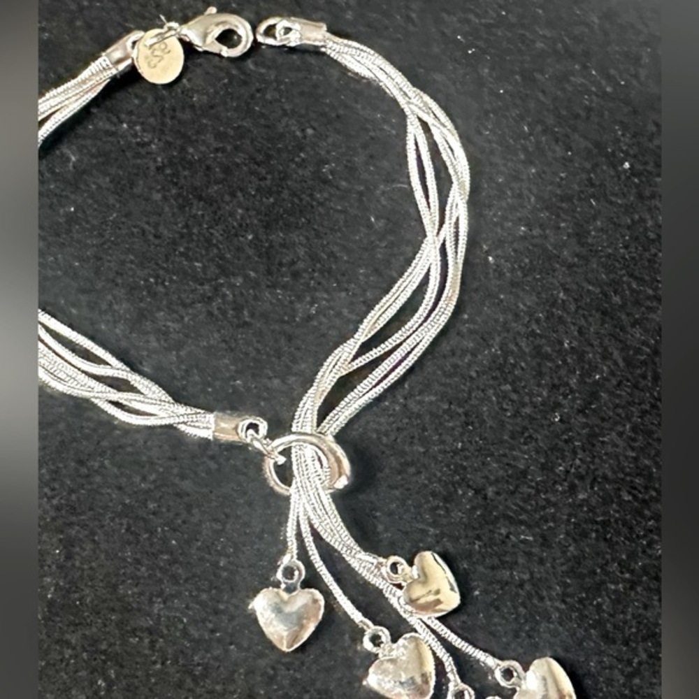 925 Sterling Silver Heart Bracelet hallmarked stamped